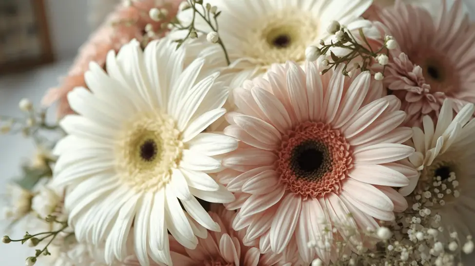 Ramos 13 Blanco y rubor para bodas clasicas